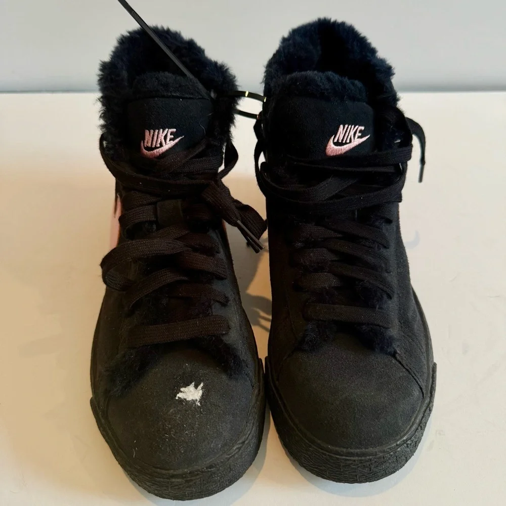 Nike Black and Pink High-Top Sneakers Girls Size 6Y